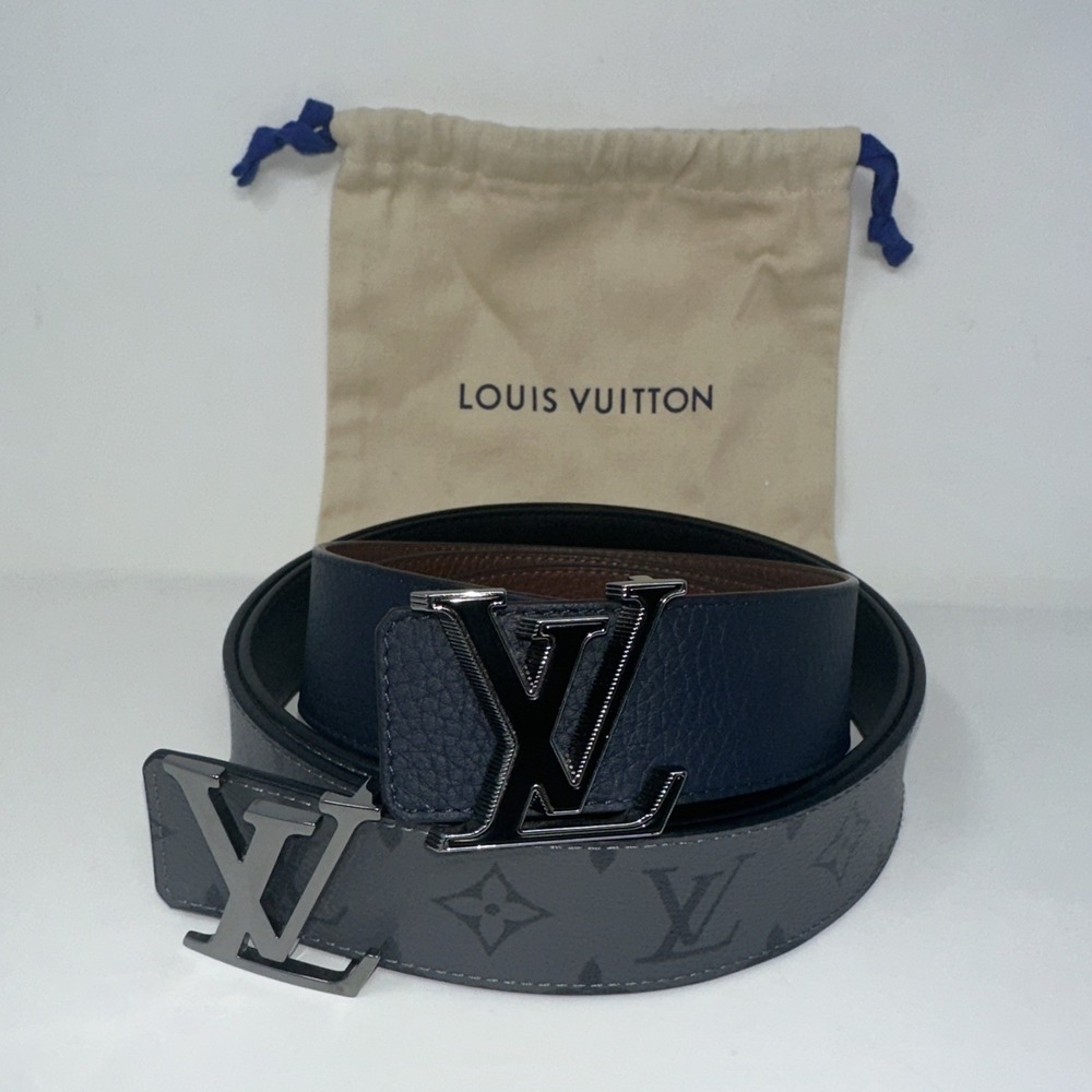 2 Louis Vuitton 34-36 Waist Reversible Belts 100/40 M0285 +M0027 + Dust Bag AUTH